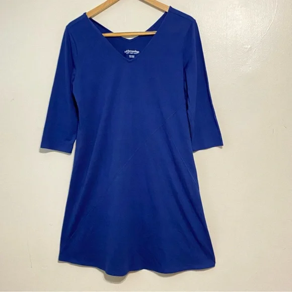 Soft Surroundings Blue 3/4 Sleeve V-neck Tunic Top size Petite Small - Picture 1 of 11